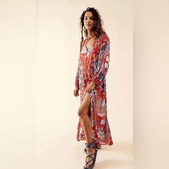 New With tag Free People Maris Printed Midi Dress 
Size XS 
Retail $169 - Picture 2 of 7